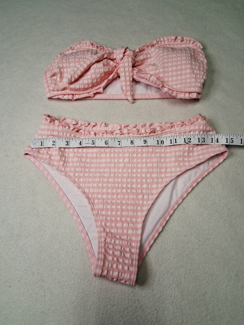 Pink Ruffle Bandeau Bikini Set - Picture 3 of 7